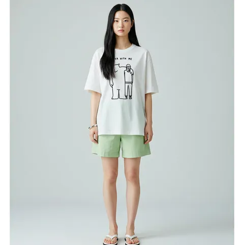 오버핏-남여공용 면100% 반팔티(bear)