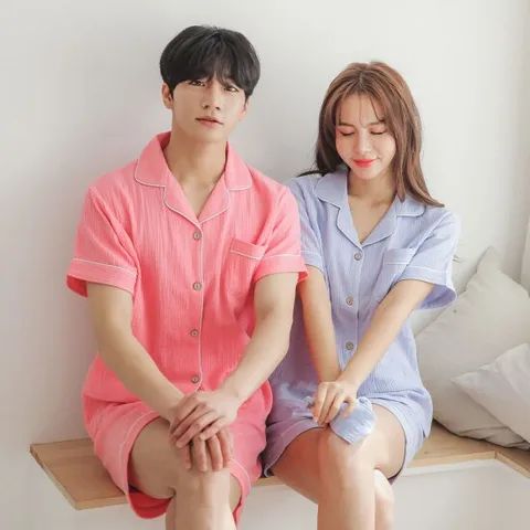 순면 모닝 요루면 투피스 반팔 여름파자마 잠옷세트(안대포함)