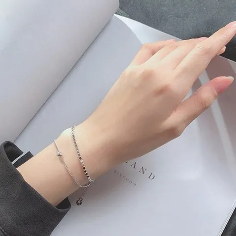 에르모사제이 W025 두줄 은 팔찌 / 실버 925 볼 체인 레이어드