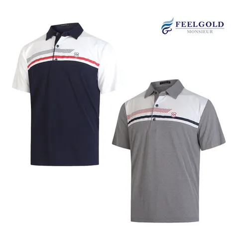 [필골드] 파크타운 사선줄 나염 반팔 카라티셔츠 PT820n821