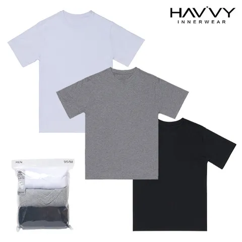 데일리 순면 크루넥 반팔티 3종 패키지