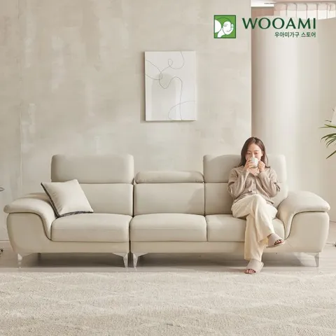 [착불]우아미가구 레브 4인용 무빙헤드레스트 가죽 소파 2color