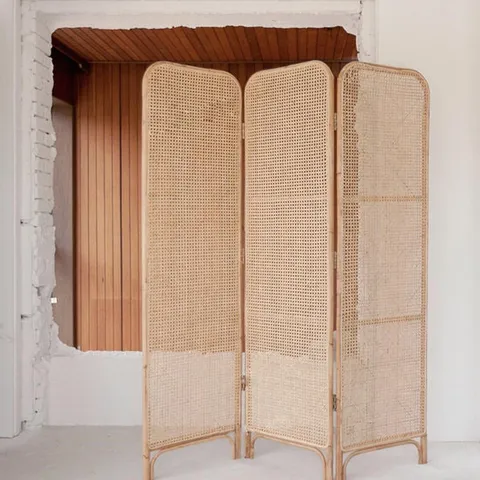 공간분리 3단라탄파티션 원목인테리어파티션