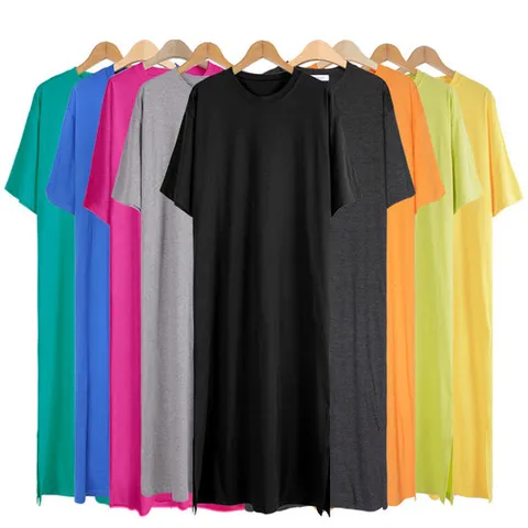 [민트위니]여름원피스 반팔롱원피스 무지 면100 홈웨어 라운드