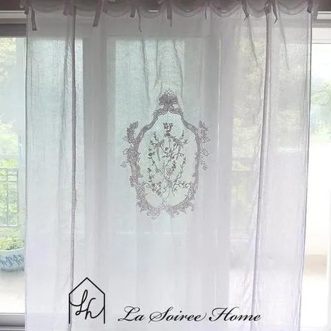 [꼬떼따블] 905 자수 린넨 대폭커튼_210x245