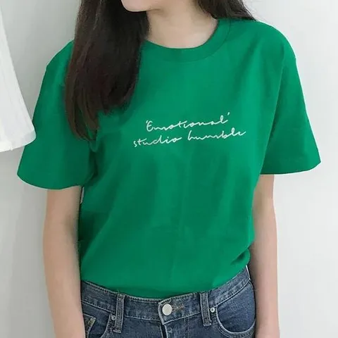 [험블스튜디오] 루즈핏 데일리 심플 레터링 티셔츠 그린