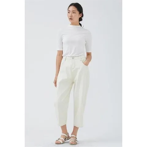 보이핏 배기 데님 팬츠 크림