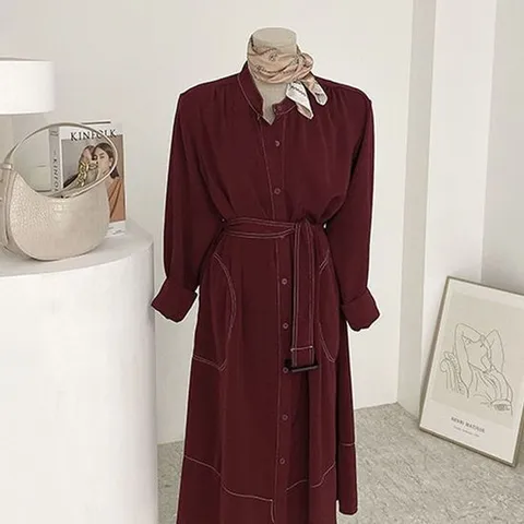 허니제이 / 언더힐 라인 스티치 벨트 원피스2color