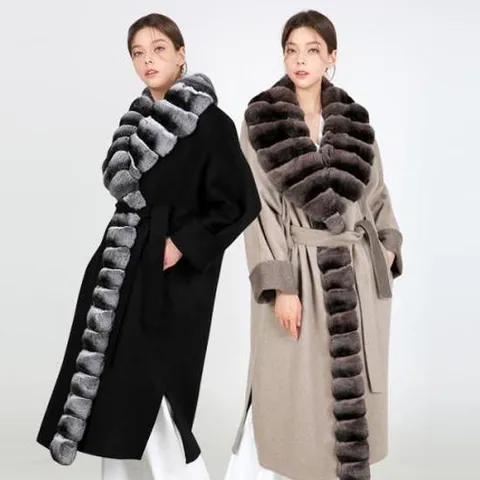 제이유퍼  P218 이태리 친칠라 숄카라 엣지 캐시미어 코트