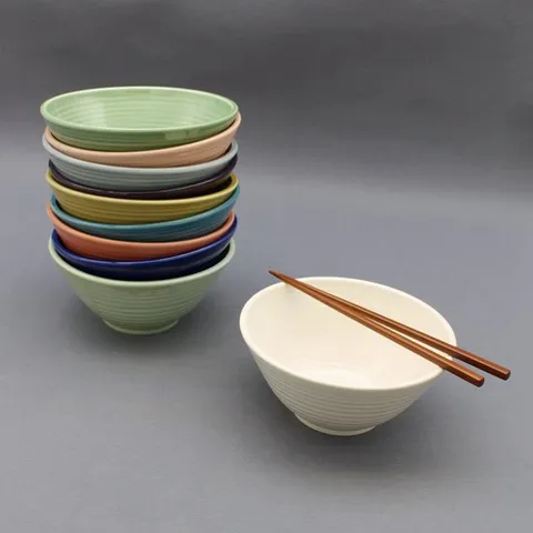 달소금 핸드메이드 도자기 라면그릇 유광 라인 면기(10color)