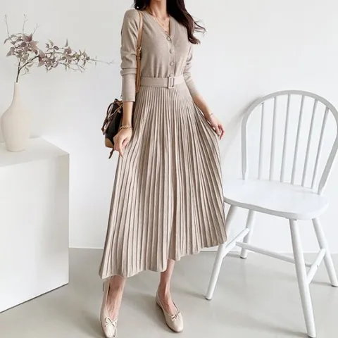 [나크21] (55~77) 플레어 니트 원피스 NK21-O-2 /빅사이즈