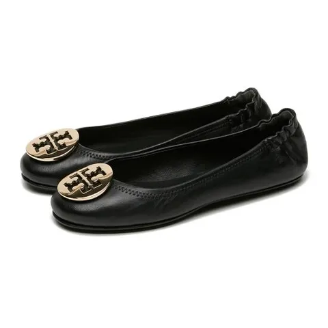 토리버치 여성 미니 트래블 발렛 블랙/골드 플랫 슈즈