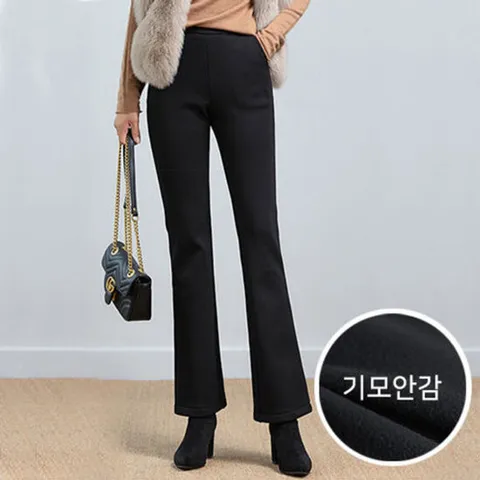 [유니제이] (기모 선택)빅사이즈 슬리머 세미부츠컷 밴딩팬츠