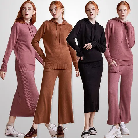 이모션 니트 라운지웨어/셋업 3종-택1(후드/스커트/팬츠)