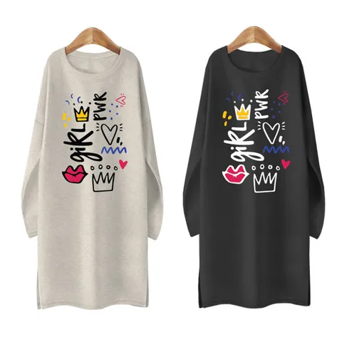 여성 기모 롱원피스 44~77까지-크라운