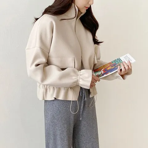 [유니제이] 타미 모직 하이넥 숏 재킷