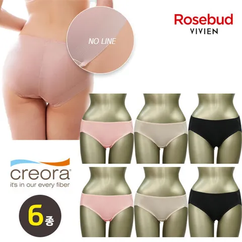 [무료배송]비비안 로즈버드 150-2 신축성이 좋은 여성 노라인 헴팬티 6종