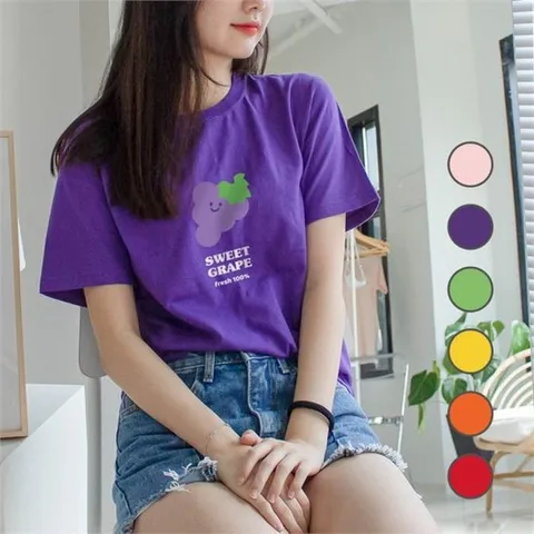 스윗후르츠 프린팅 여름 라운드넥 반팔티