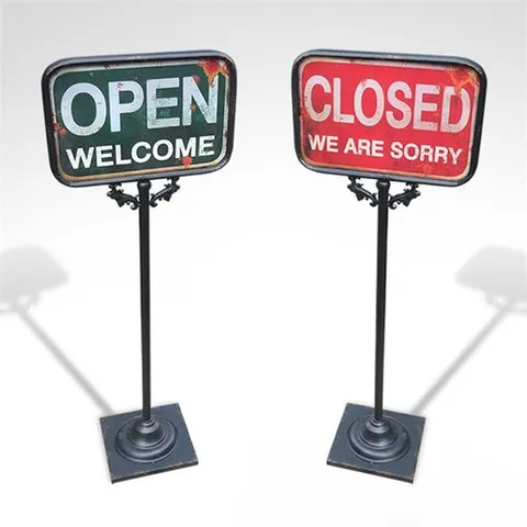 철제 오픈 클로즈 안내판 OPEN CLOSED 팻말 사인보드