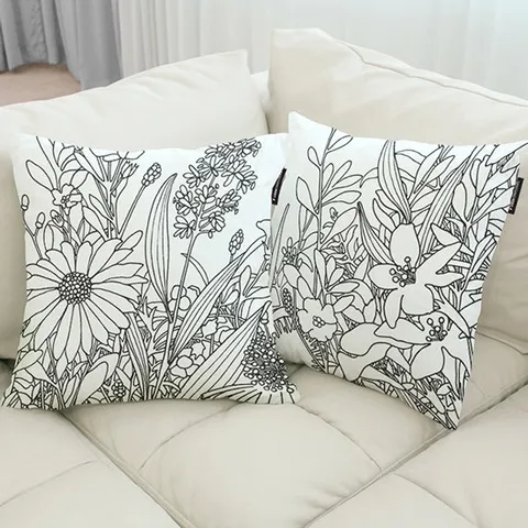 디자인쿠션 순면 커버 거실꾸미기 쿠션 45x45 블라썸