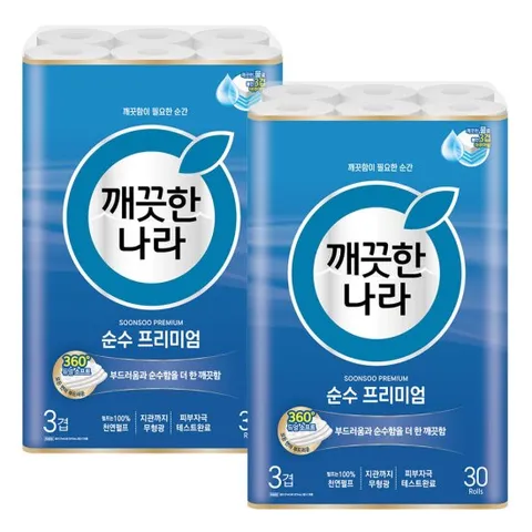 깨끗한나라 순수프리미엄 27m 30롤x2팩