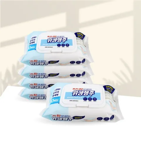 위생행주 80매 x 5개 / 일회용 물티슈 청소 행주티슈