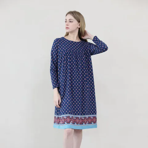 라페어 아라베스크 바실리카 네이비 셔링 원피스 LWOFK498-MN