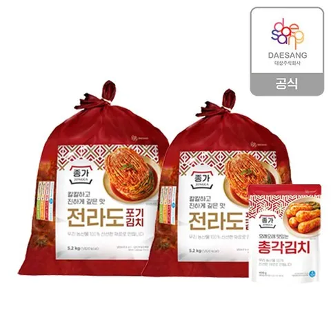 종가 전라도식 포기김치 10.4kg+총각김치 400g