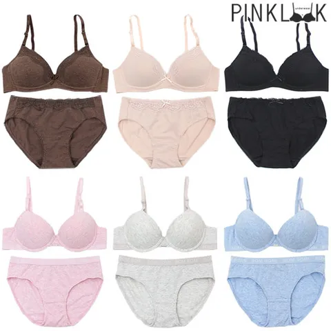 [핑크룩] 무지 순면 속옷 ABC컵 브라팬티2종세트 + 선물
