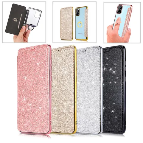 갤럭시노트20 10 s20 반짝 플립 투명 백커버 카드수납 링 케이스