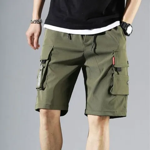 SHJ 남자반바지 카고팬츠 5부 캐주얼바지 포켓 허리밴딩