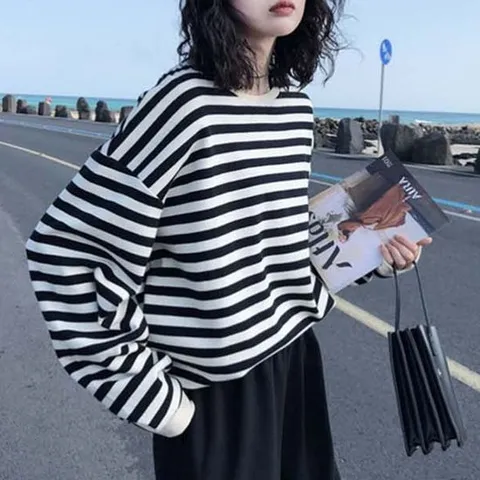 SHJ 스트라이프티 루즈핏 여자 줄무늬 오버핏 캐주얼