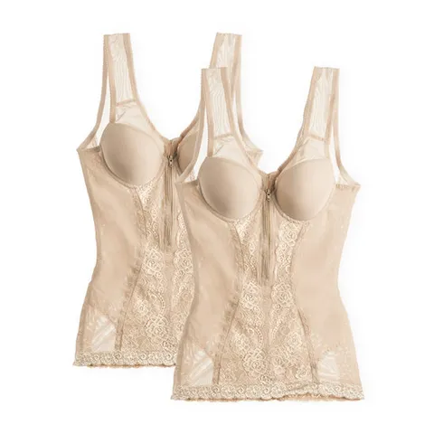 앞 지퍼 복부 보정 올인원 슬림 바디 쉐이퍼 속옷 2p