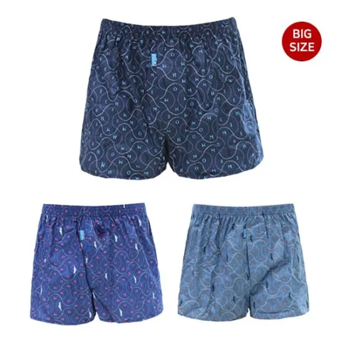 [란젤] 국산 순면100% 남자 빅사이즈 트렁크 3매입 4012