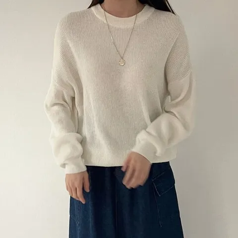 [어반프랑] 그로시 여리여리 라운드 루즈핏 골지 울 니트