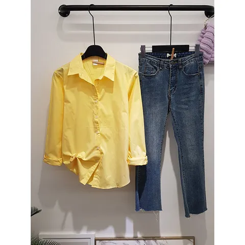 헤이븐 / 웨이 카라 기본 면 사각한 셔츠9color