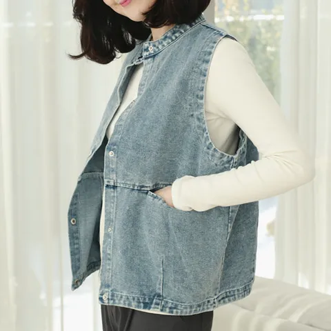 [웬디즈갤러리]캐치미 데님 베스트 AJK003