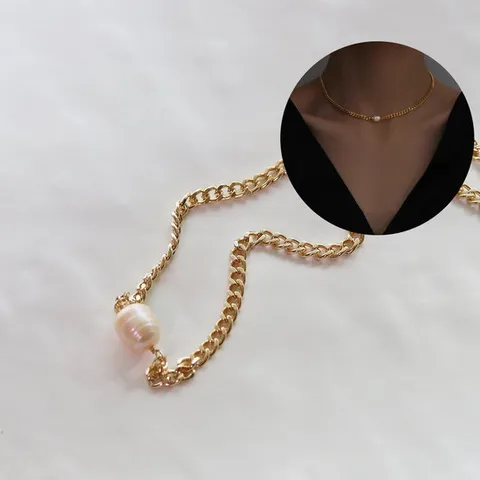 poll 천연담수 진주 초커목걸이