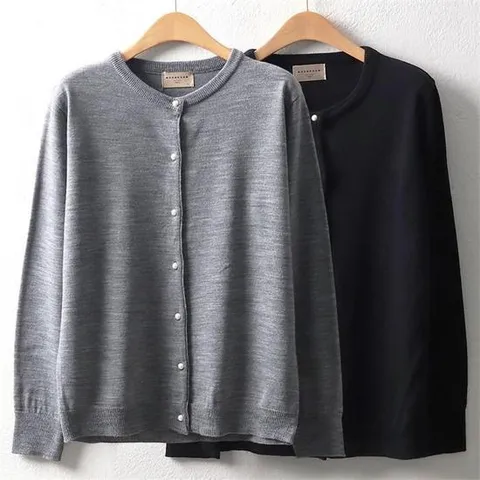 [강물처럼]빅사이즈 라운드 펄 가디건 RM4278 진주 버튼 봄 가을