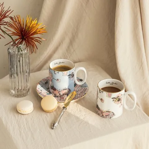 [쓰임] 마리아꾸르끼 카르타 브런치 세트 2P (머그컵+접시세트)