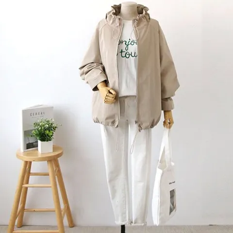 [하얀비] 여성 봄 자켓 야상 바람막이 점퍼 3칼라