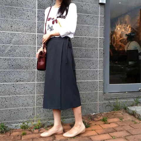 롱 치마바지 랩 와이드 큐롯팬츠 정장 빅사이즈 77 88 봄 가을