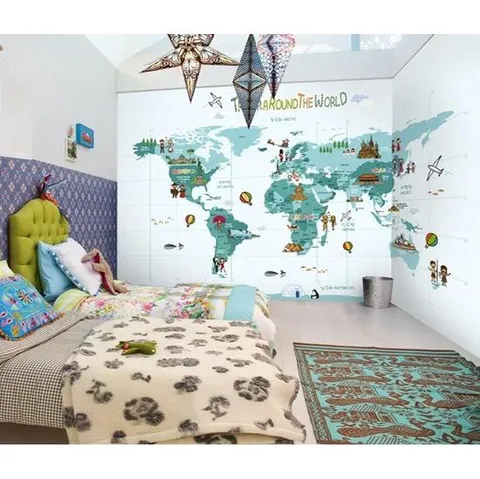 [크레용벽지] 월드 세계지도 포인트 뮤럴벽지