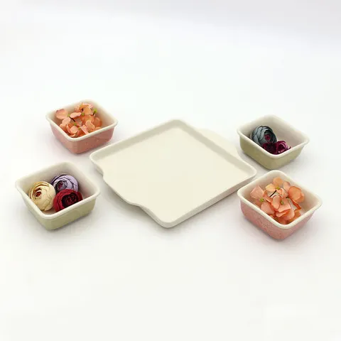 달소금 도자기 디저트접시 마블 사각 나눔접시세트
