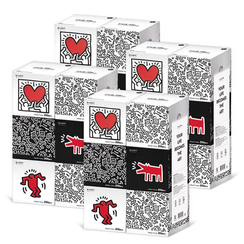 한예지 키스해링 ORIGINAL 천연펄프 미용티슈 250매 6입 4팩