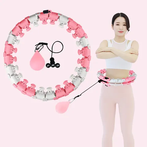 스마트 훌라후프 (라이트핑크) 뱃살운동 지압 홈트레이닝+요가링2P(색상랜덤)