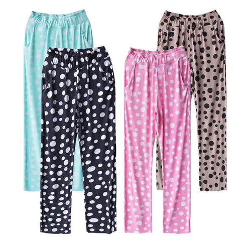 [민트위니]여성 찰랑도트팬츠 와이드팬츠 스판 땡땡이 바지 밴딩