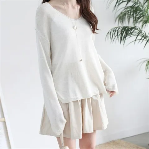 [하늘바라기]모브 린넨 브이 니트