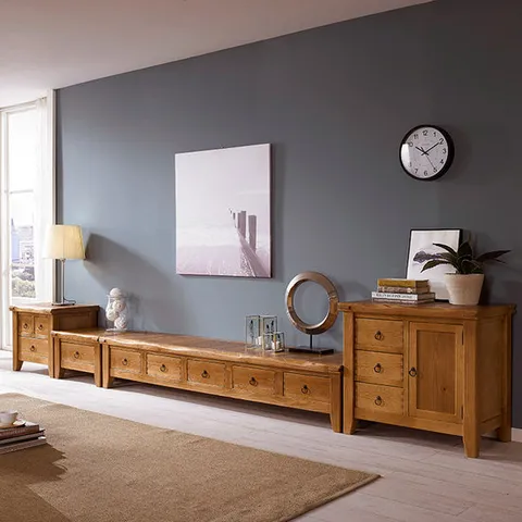 [마루엔개비] 우리목 장거실장세트 4PC 원목가구 TV대