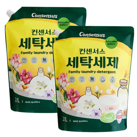 컨센서스 세탁세제 2.1L(리필) X2개 베이비로션